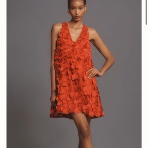 Maeve Sleeveless Floral Appliqué Mini Dress size XL NWT Red